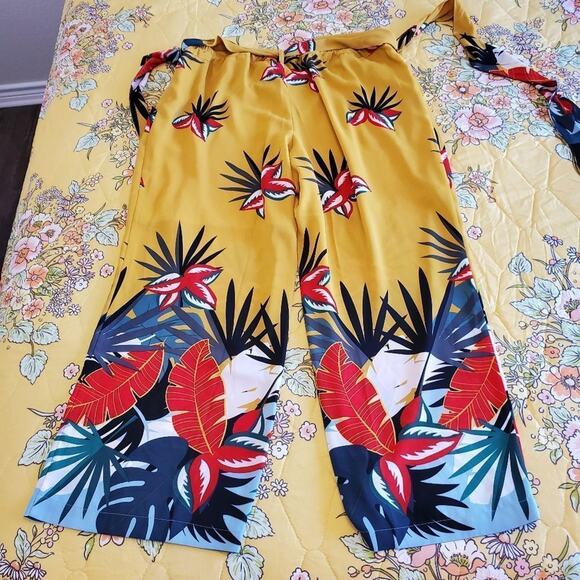 Soft Surroundings‎ floral wide leg palazzo pants fringed belt size XL - Picture 11 of 11